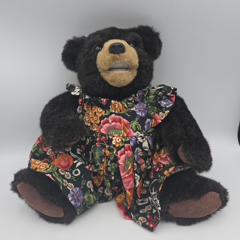 VINTAGE BLACK TEDDY BEAR ARTIST BEAVER VALLEY ZOES FRIENDS MOLLY DOLL‎ DRESS 16"